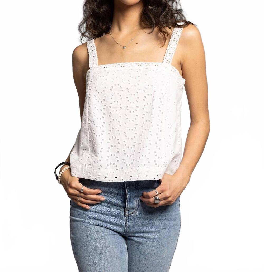 NEW WEEKEND LOS ANGELES alani eyelet tank top in white